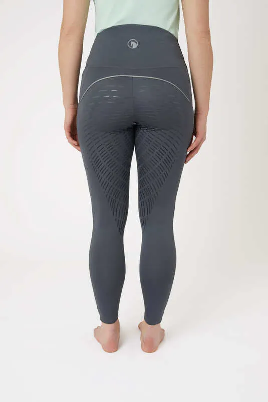 Horze Nicki Ladies Silicone FS Tights Irongate Grey