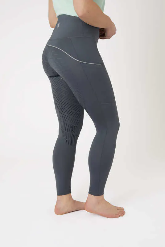 Horze Nicki Ladies Silicone FS Tights Irongate Grey