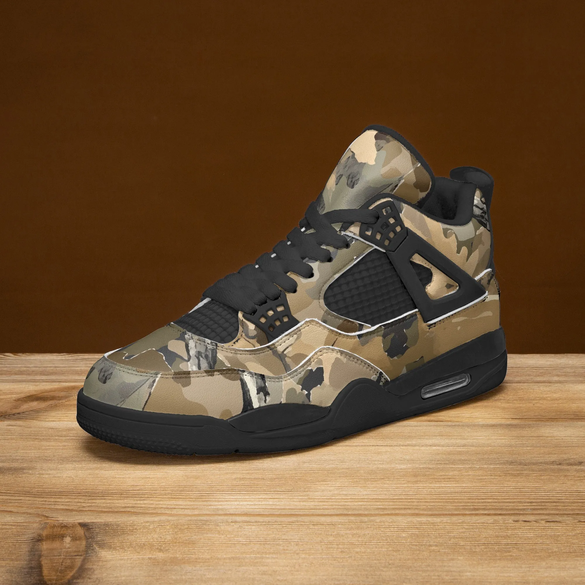 Hunting Sneakers AJ4 Style | Green Oak Tree Camouflage