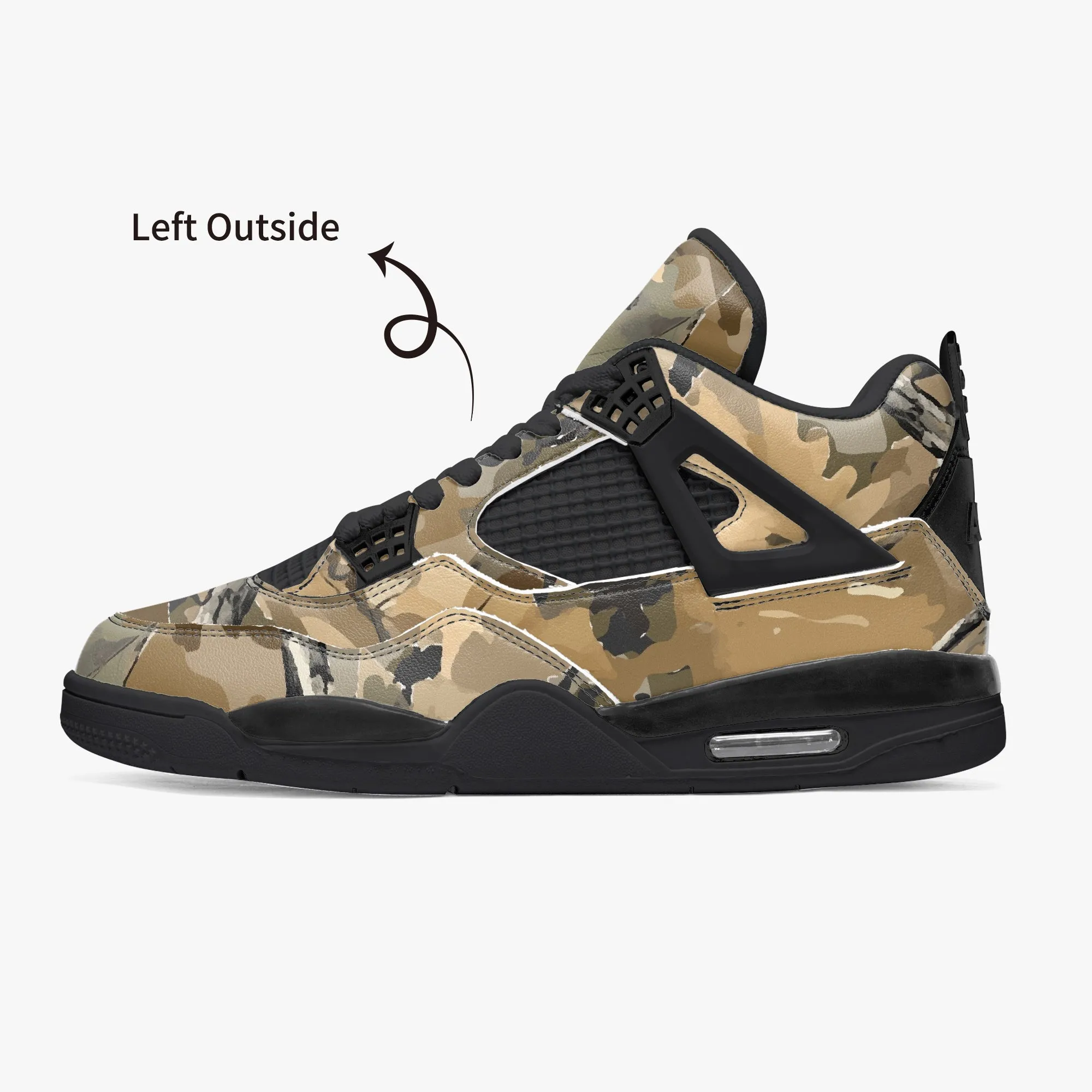 Hunting Sneakers AJ4 Style | Green Oak Tree Camouflage