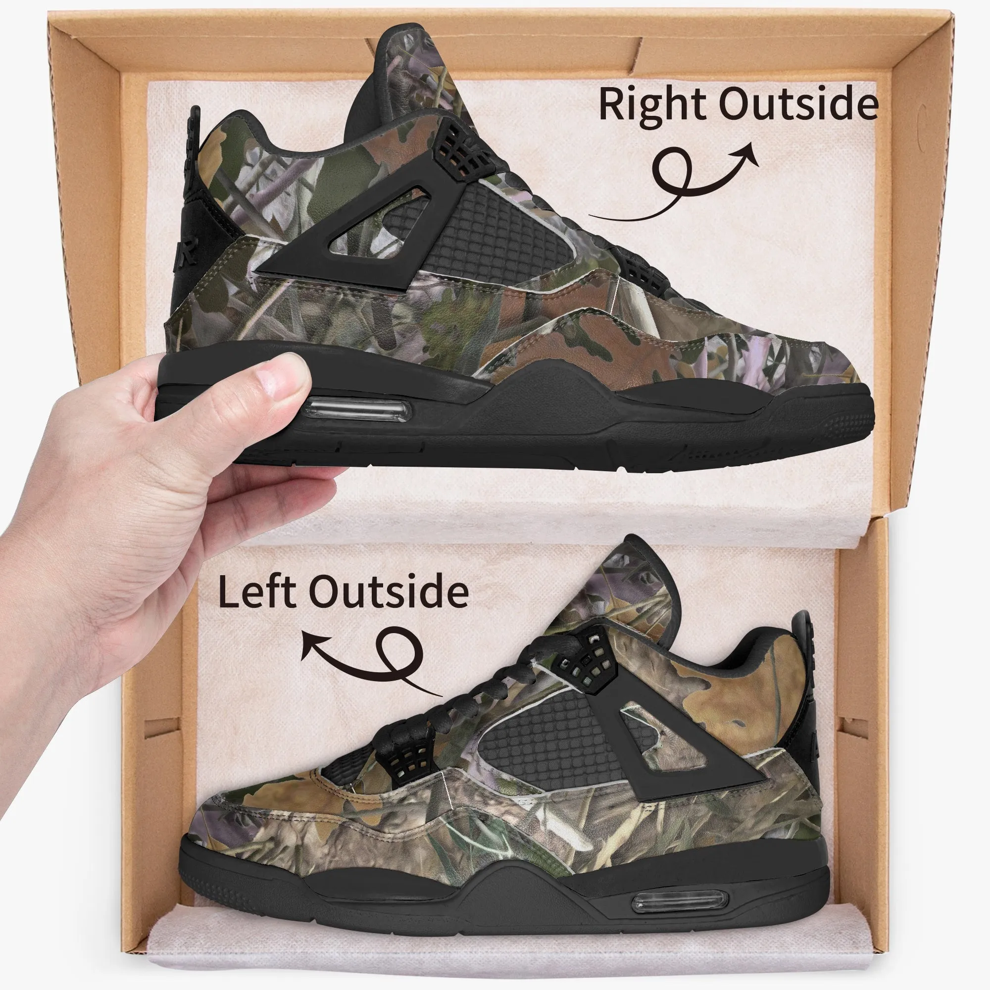 Hunting Sneakers | Brown Oak Tree Camouflage | AJ4 Style