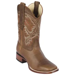 Los Altos 8229951 Men's Honey Genuine Leather Wide Square Toe Cowboy Boots