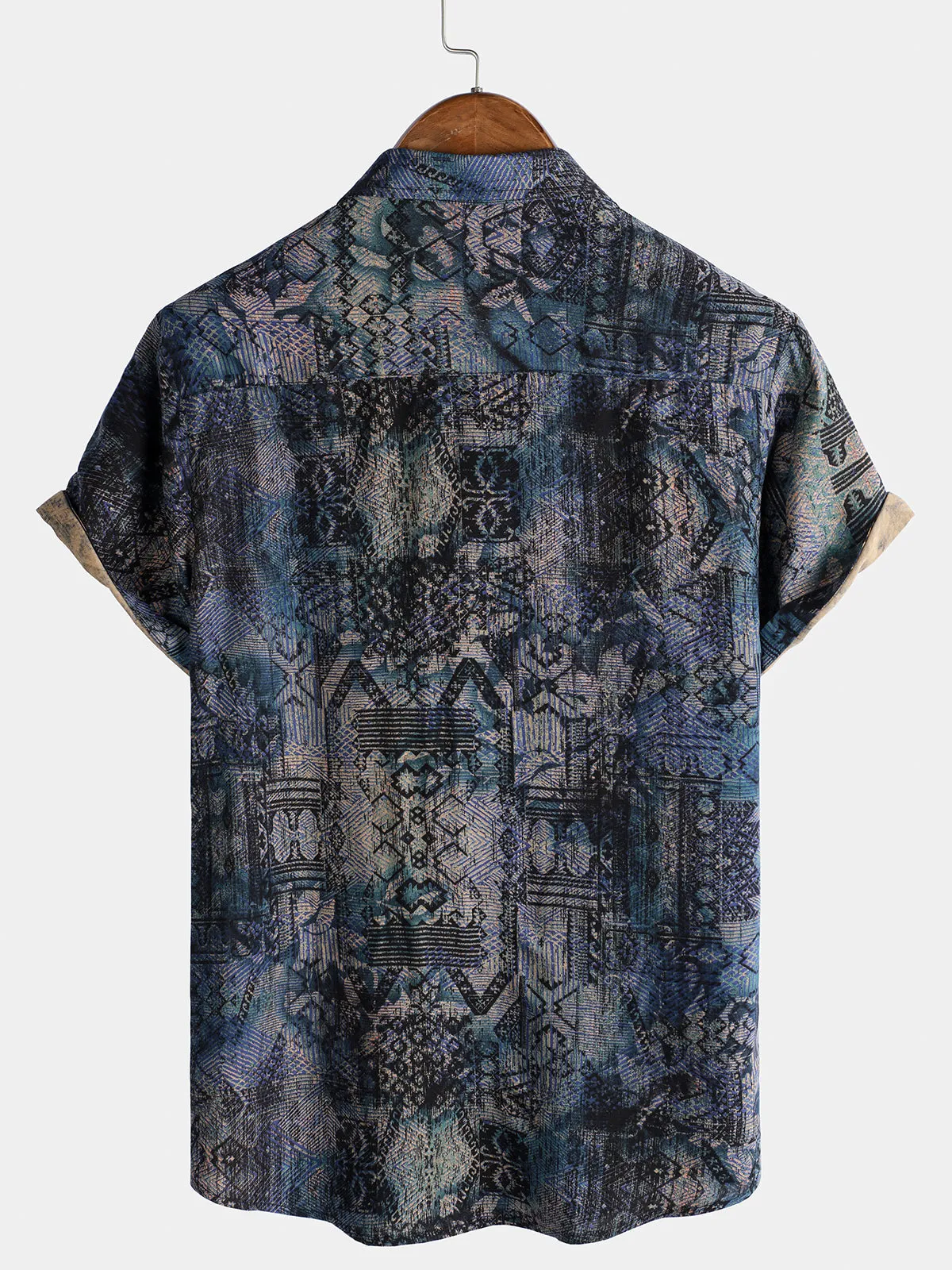 Men's Floral Print Vintage Holiday Soft Hawaiian Short Sleeve Shirt