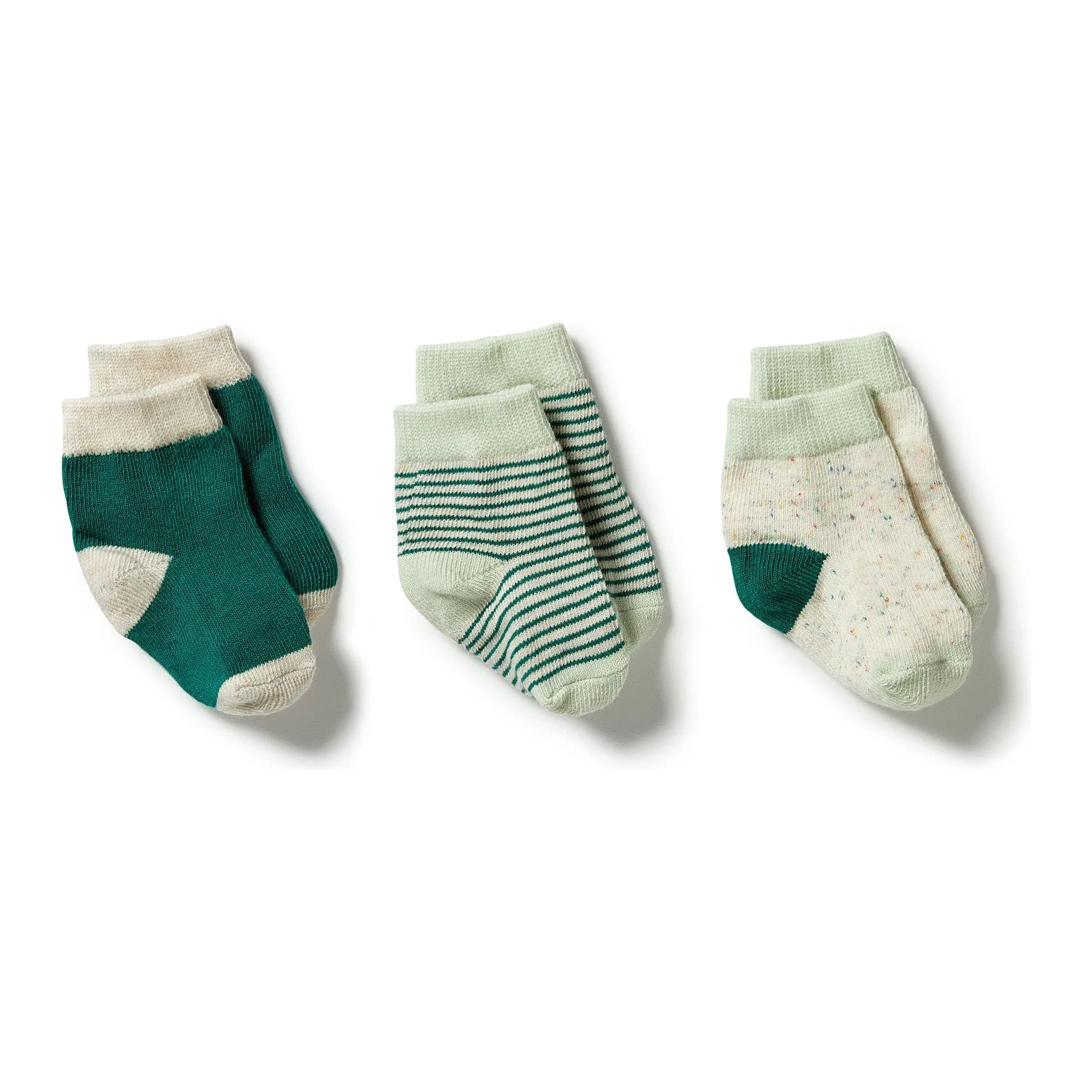 Organic 3 Pack Baby Socks - Deep Sea / Pistachio / Oatmeal
