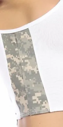 Sexy Concealment Green Digital Camo Military Athletic Crop Top - White/Green