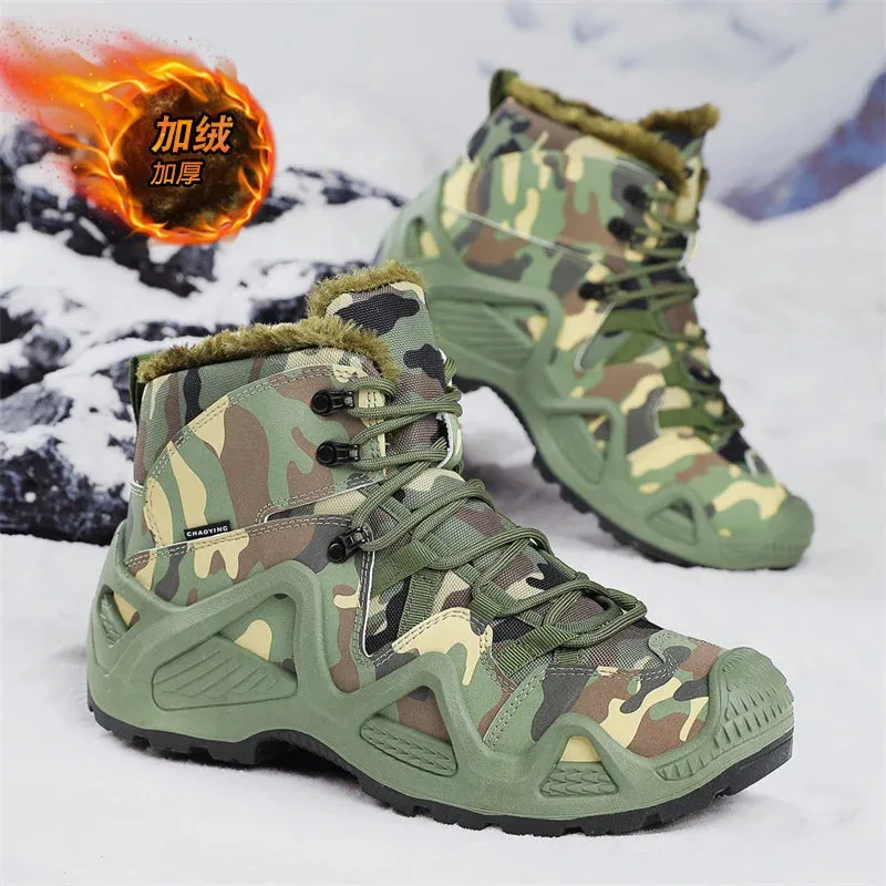 Thermal Snow Men Mountain Hunter Walking Shoes Army Green Male Hiker Climbing Mountain Shoes Camouflage Adult Hunting Boots